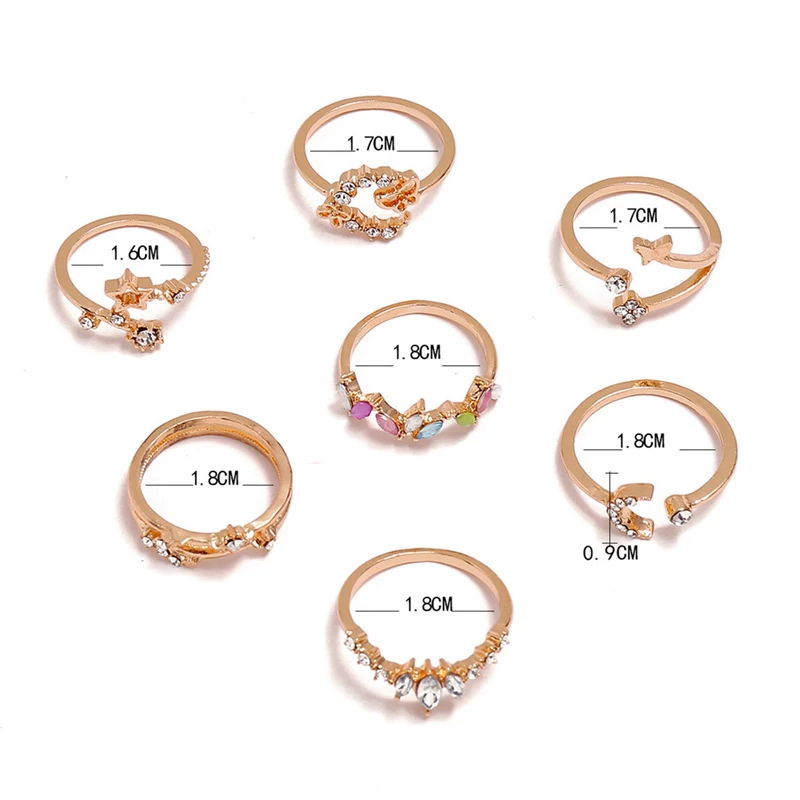 14 изысканных колец в стиле бохо Золотое кольцо форме сердца с бабочкой и цветком