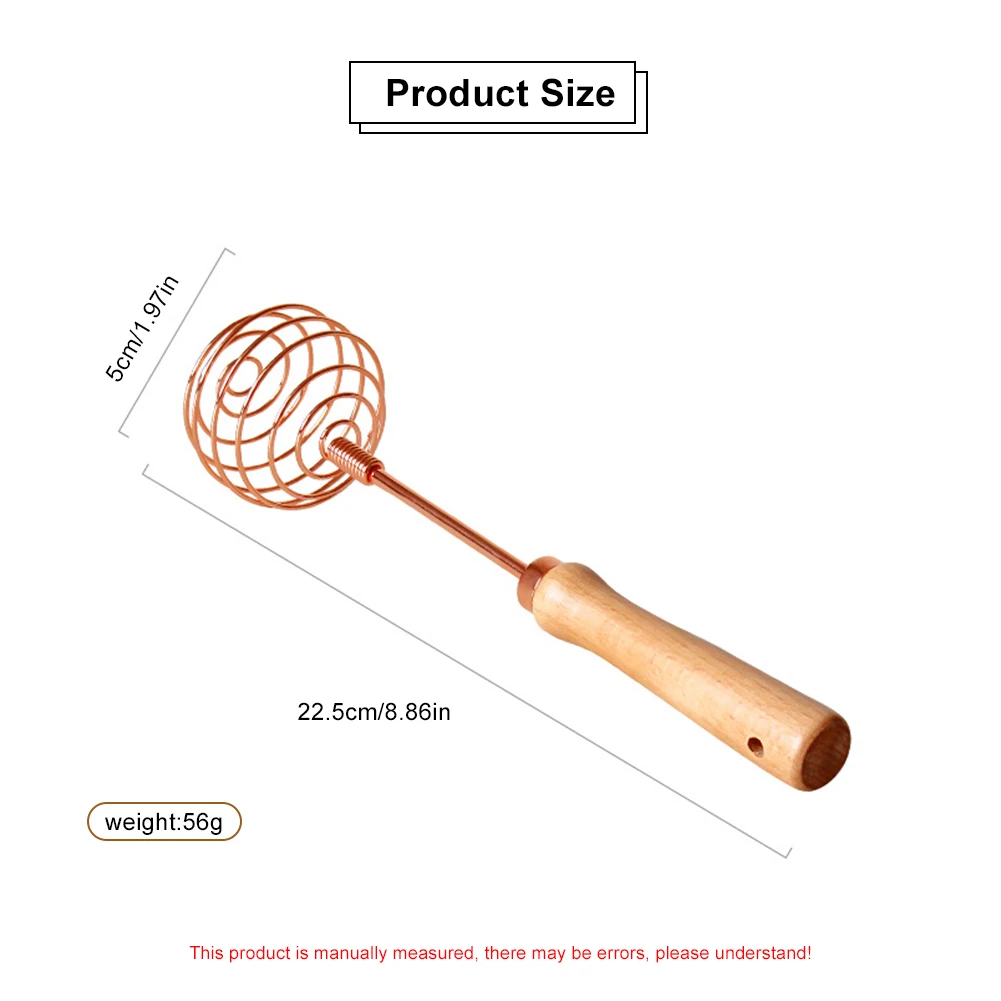 

Rose Gold Egg Beater Stainless Steel Egg Blender Spiral Manual Cream Whisk Stirrer Baking Tool Milk Mixer for Baking Cooking