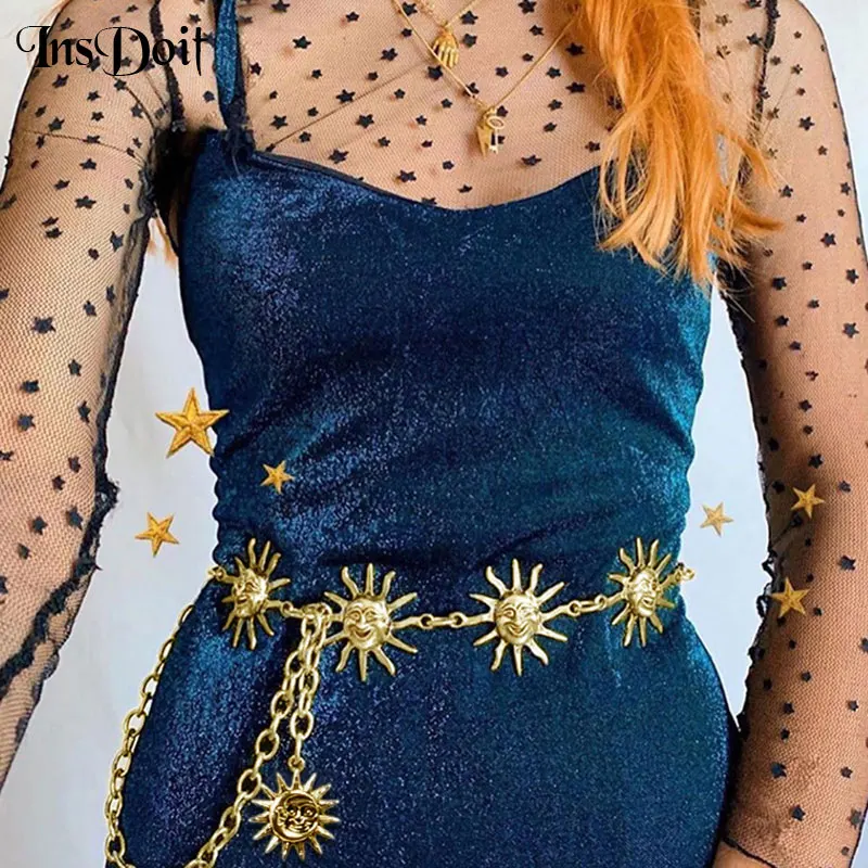 InsDoit цепной привод Для женщин женские туфли в стиле готик солнце ремень уличная