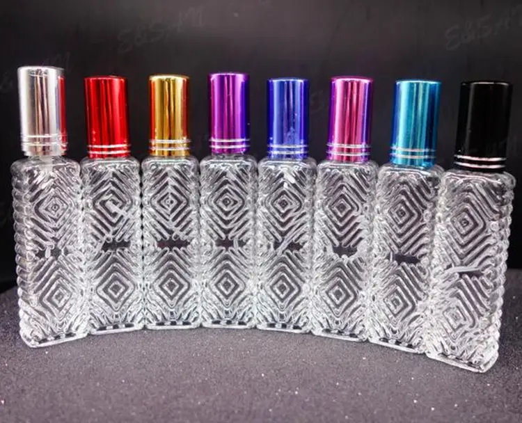 

12pcs/lot 15ml Glass Perfume Spray Bottles Clear Square Cosmetic Perfume Packaging Bottle Refillable Glass Bottle