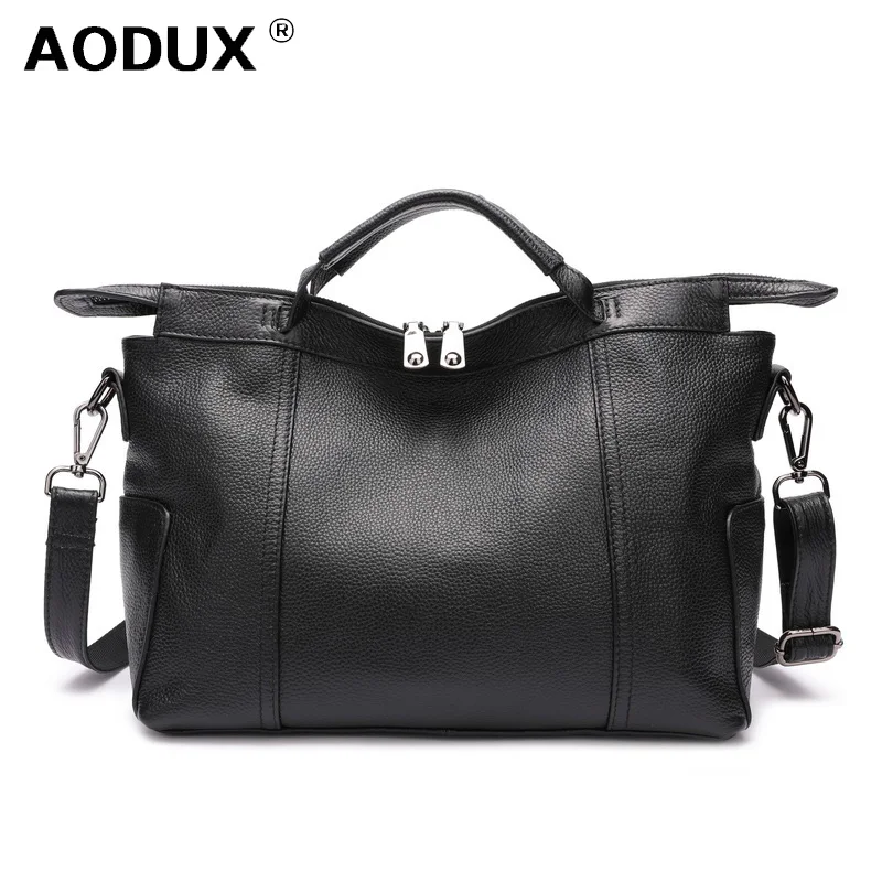 

Женская сумка Aodux из 100% натуральной кожи, большая Повседневная сумка-мессенджер из натуральной воловьей кожи, 2019
