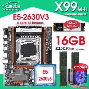 jingsha x99 motherboard lga 2011 3 set kit with xeon e5 2630 v3 processor and 16g28g ddr4 ram memory 256gb m 2 ssd cooler free global shipping