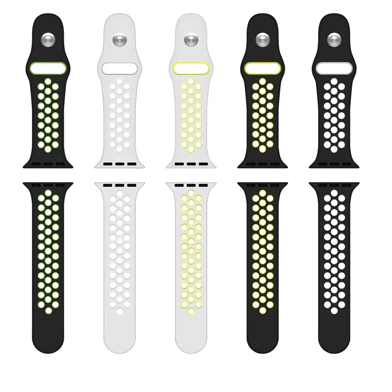 Мягкий силиконовый сменный Браслет для Apple Watch 44 мм 40 мм с дышащим отверстием iwatch серии 5 4 3 2 1 ремешок 42 мм 38 мм