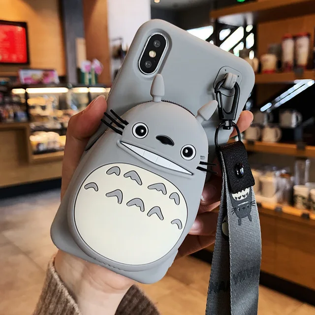 3D Карикатурный чехол Totoro для Samsung Galaxy S7 S6 edge Note 8 9 - силиконовый чехол задней крышки с рисунком руки Totoro, на которой держится телефон.