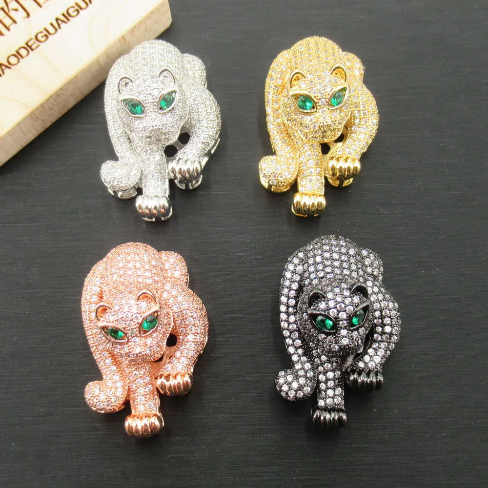 APDGG 22x34 мм позолоченный кубический циркон CZ микро паве соединитель «леопард» кисточка кулон ожерелье браслет ювелирные изделия DIY