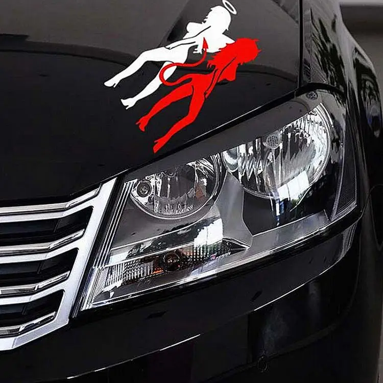 

2pcs Car Styling Decal Accessories Personalized Decoraction Stickers 14*8cm Reflective Angel Devil Waterproof Cars Stickers