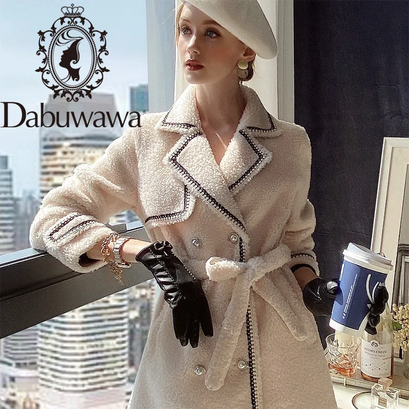 

Dauwawa Women Wool Fur Coat Long Sleeve Buttons Autumn Winter Female Warm Overcoat Fashion Soft Ladies Long Coats DT1DFR020