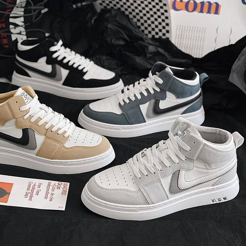 

High-top Breathable Pu Men's Casual Shoes 44 Fashion 2021 Men Shoes Mens Sneakers Walking Sports Jogging Male Running Shoes