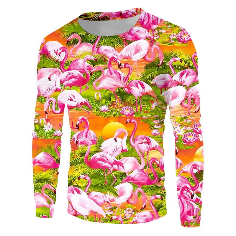 

UJWI Personality Best Selling animal Pullover 3D Men's Printed Colorful Leaf bird Man Sweatshirt dropship