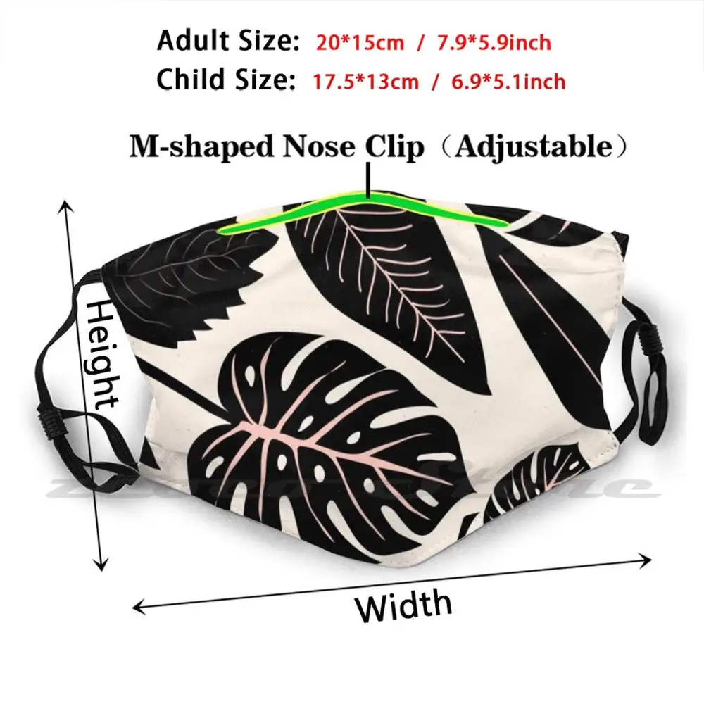 Monstera Leaves-Black And Pastels Mask DIY Washable Filter Pm2.5 Mouth Trending Pattern Nature Spring Floral Flowers Garden | Аксессуары