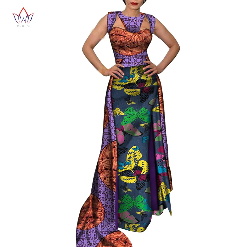 African Dresses for Women Dashiki Sleeveless Hollow Long African Clothes for lady Sweet Traditional Dress for Party WY5818