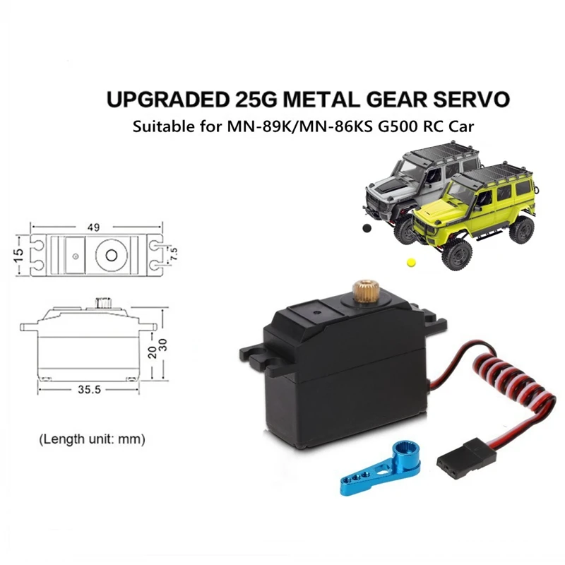 Servo de engranaje de Metal con Servo brazo para MN86K MN86KS MN86 MN86S MN modelo G500 1/12 RC, actualizaci&oacute;n de coche, piezas, accesorios-5