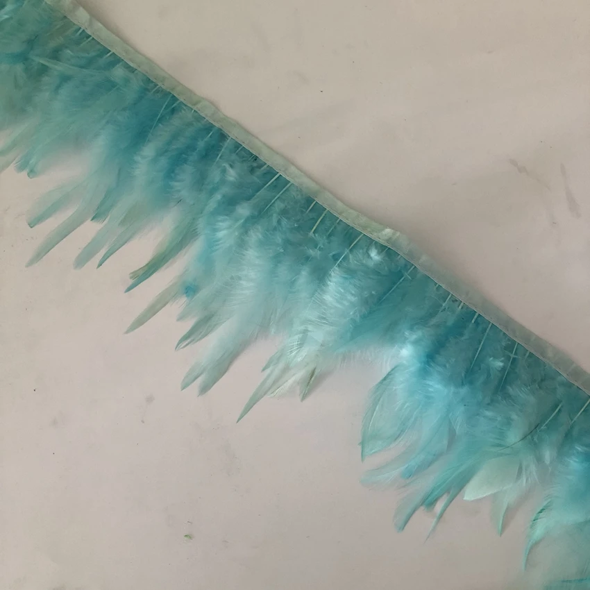 10Meters Natural Chicken Feather trims Mint Green Dyed high quality rooster hackle feathers strips fringes neck feather ribbon | Дом и сад