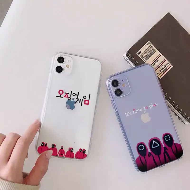 

Squid game Phone Case Clear Transparent for iPhone 11 12 13 mini pro XS MAX 8 7 6 6S Plus X 5S SE XR 2020