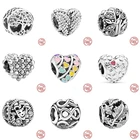 Бусины-шармы в форме сердца, серебро 925 пробы