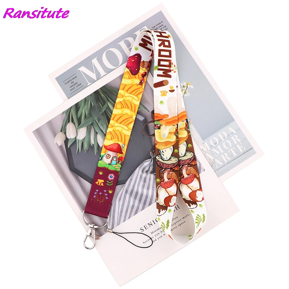 Ransitute R2179 Kawaii грибы ремешки удостоверение личности-брелок для ключей Id карты Пасс