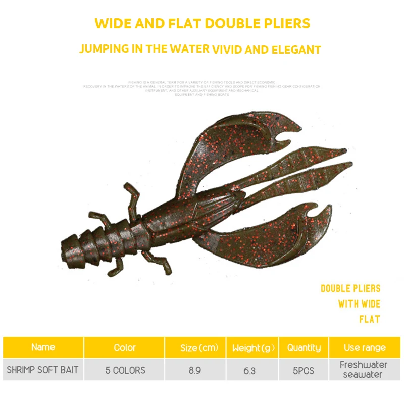 Воблеры 5 шт./партия Мягкая приманка для рыбалки искусственная креветка 89 мм 6 3 г
