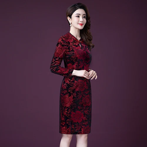 2021 Autumn New Chinese Wind Big Code Xxxxl Middle Aged Old Mothers Cheongsam Wearing Wedding Banquet Temperament Female Dresses | Женская