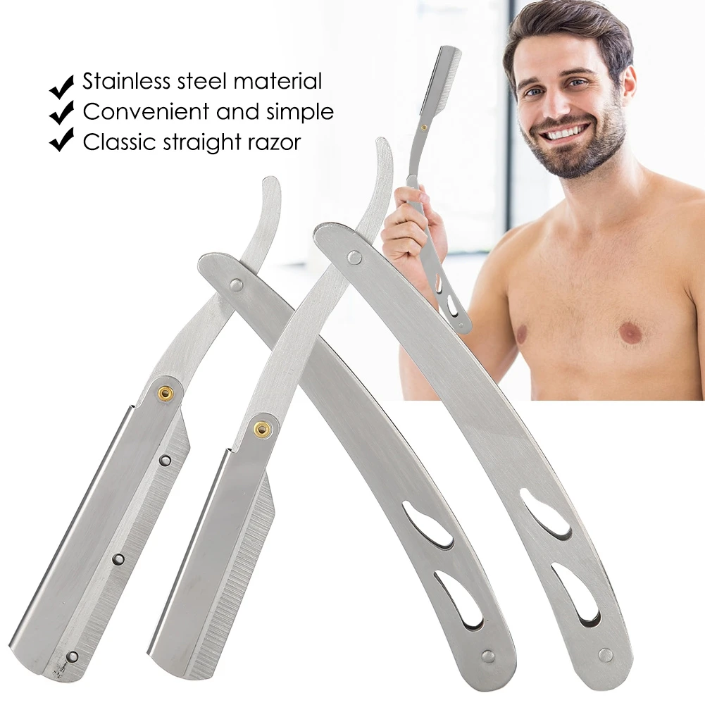 Парикмахерская бритва из нержавеющей стали ручная с прямыми краями для салона