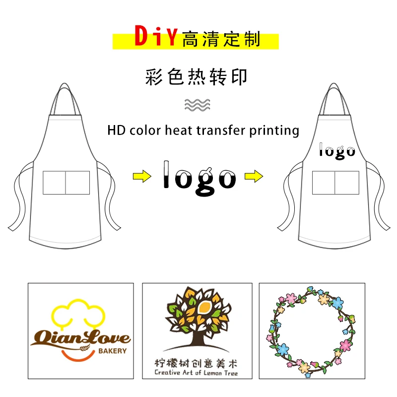 Джинсовый фартук японский бариста с индивидуальным логотипом цветочный чайный