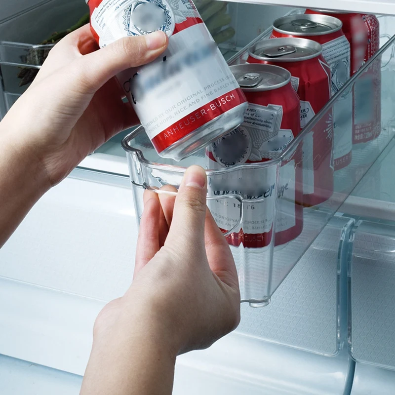

4 Large Stackable Fridge Organizers for Freezer, Kitchen, Countertops, Cabinets -Clear Plastic Pantry Storage Rack