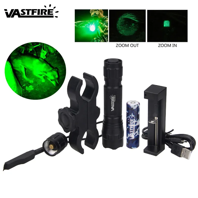 Мощный масштабируемый зеленый светильник охотничий фонарь уличный тактический