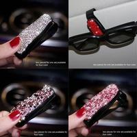 2pcs portable diamond glasses holders sunglasses clips bracket eyeglasses mount for car ornament auto interior accessories