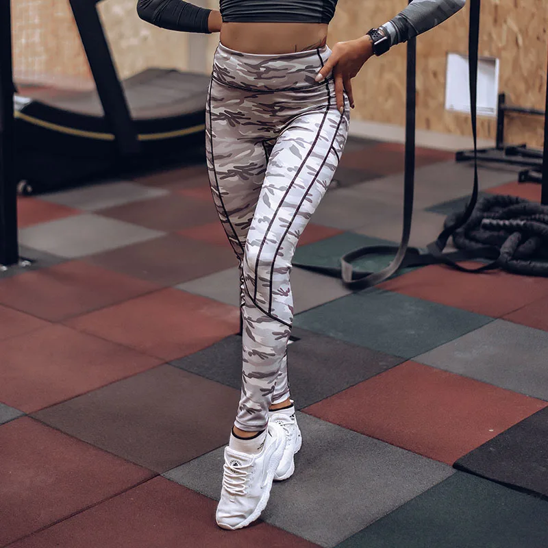 Новые лоскутные камуфляжные леггинсы женские длинные штаны с высокой талией