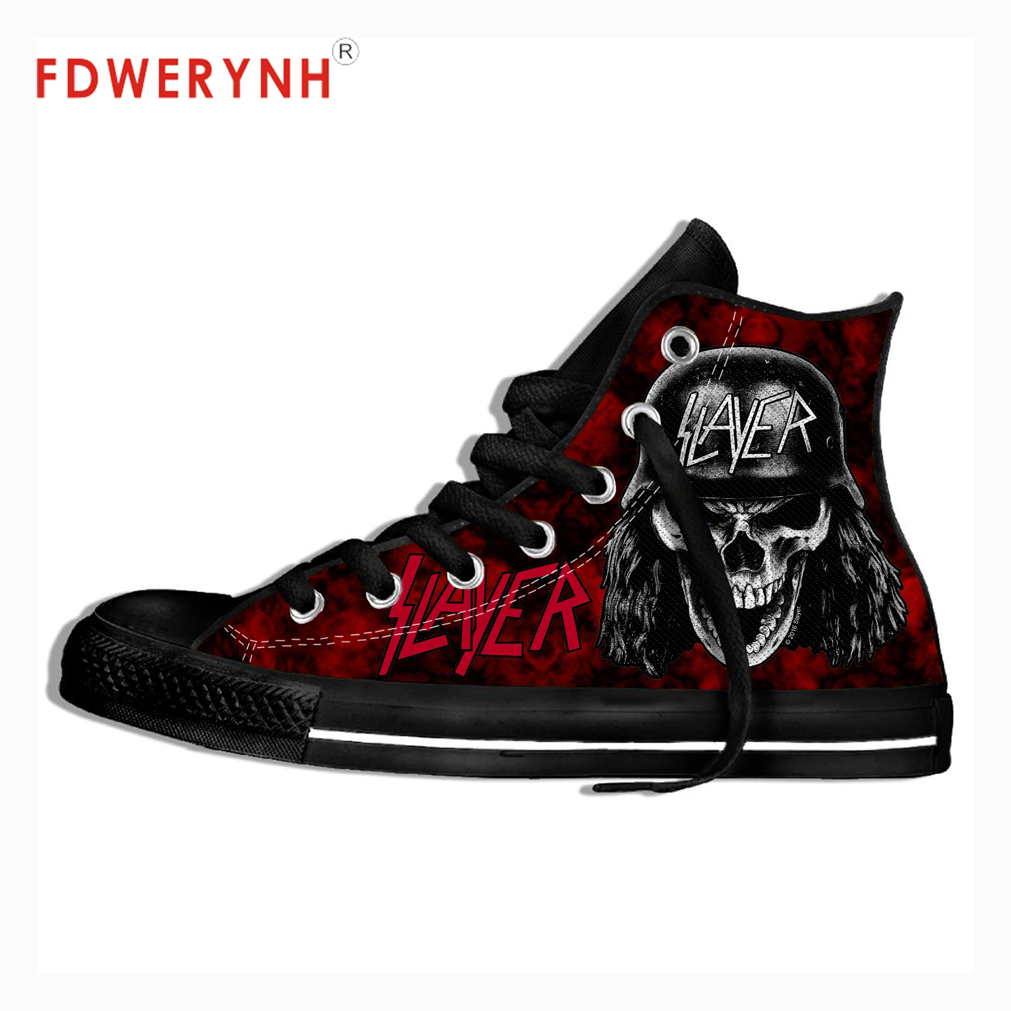 Мужская парусиновая повседневная обувь; металлическая лента; Slayer; трэш метал рок; музыка; Летняя мужская обувь с индивидуальным рисунком; цветная легкая обувь