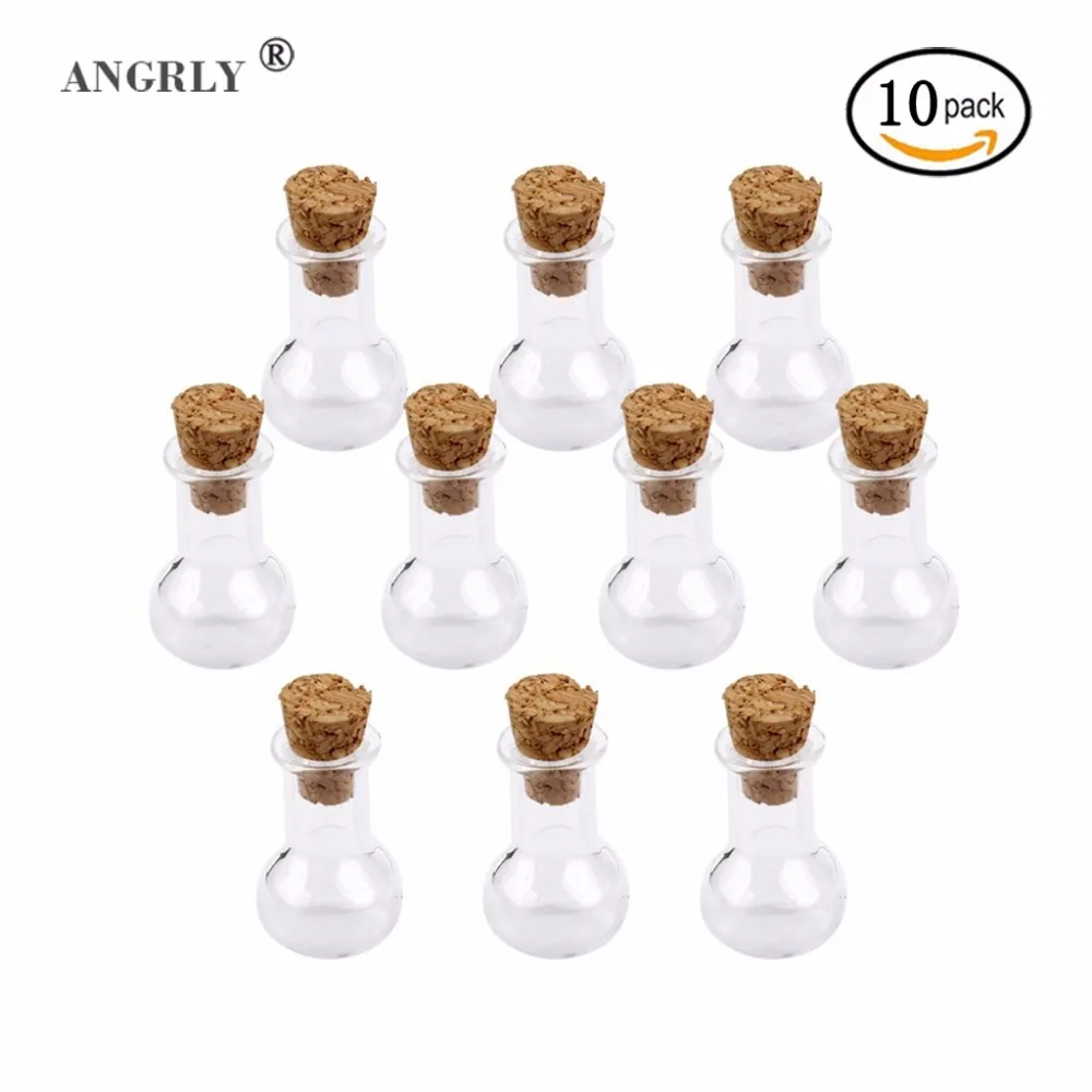 10 шт. маленькие бутылки Wish пустые прозрачные пробковые стеклянные ручной работы