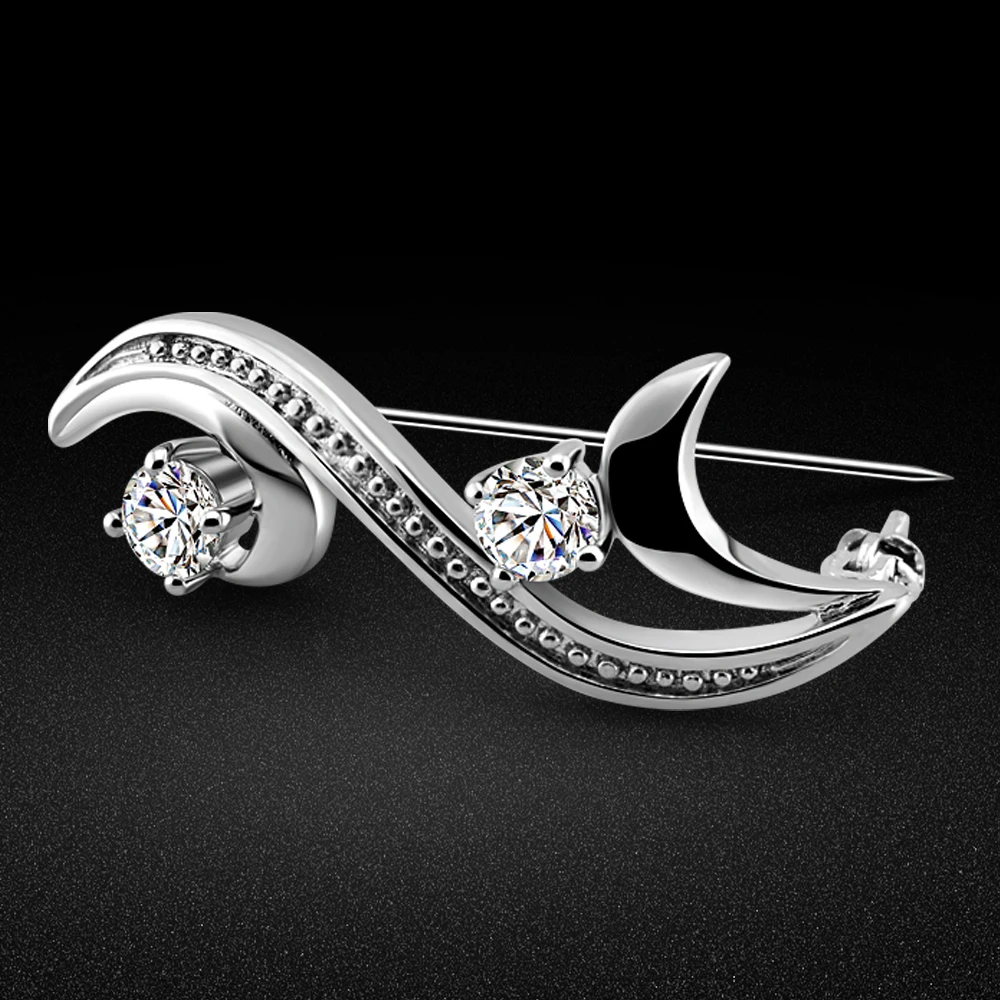 Новая женская брошка из серебра 925 пробы украшенная цирконием инкрустированная