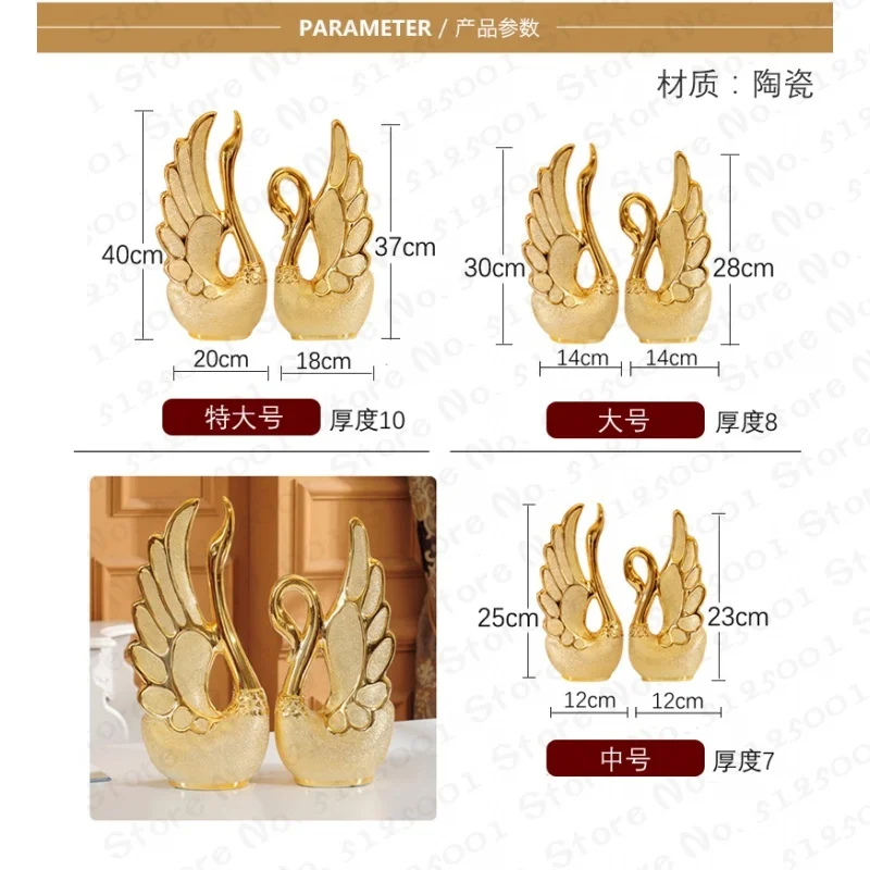 

2PCS/SET Swan Lovers Home Decor Ceramic Crafts Porcelain Animal Figurines Wedding Decoration Lovers New Year Gift