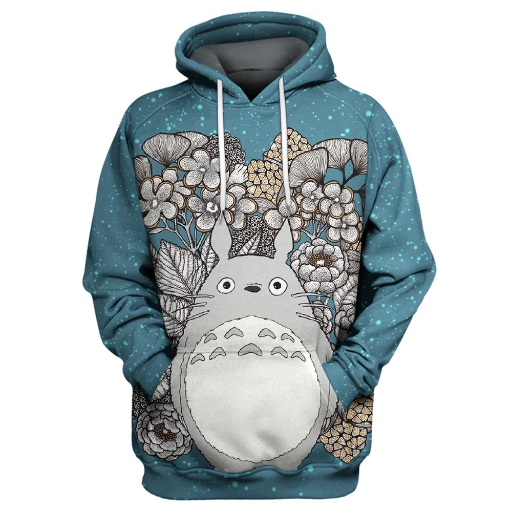 

2020 new menswear 3d woman hoodie my neighbor totoro flower anime printed unisex casual streetwear hoodies