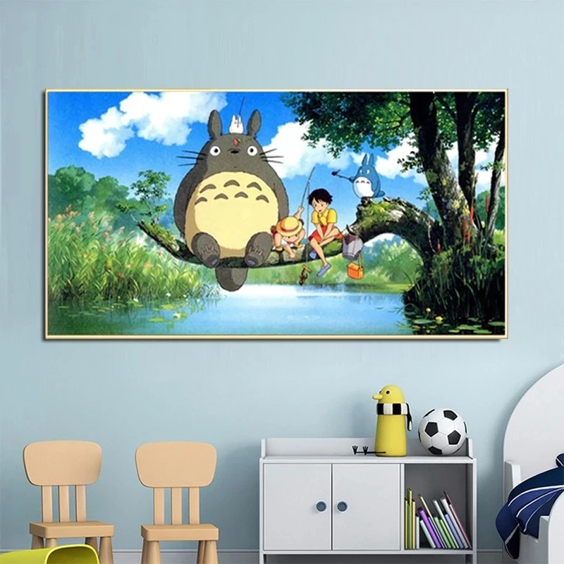 

Modern Miyazaki Hayao Totoro Cartoon Canvas Painting Poster Prints for Kids Bedroom Wall Art Picture for Living Home Decor Gift