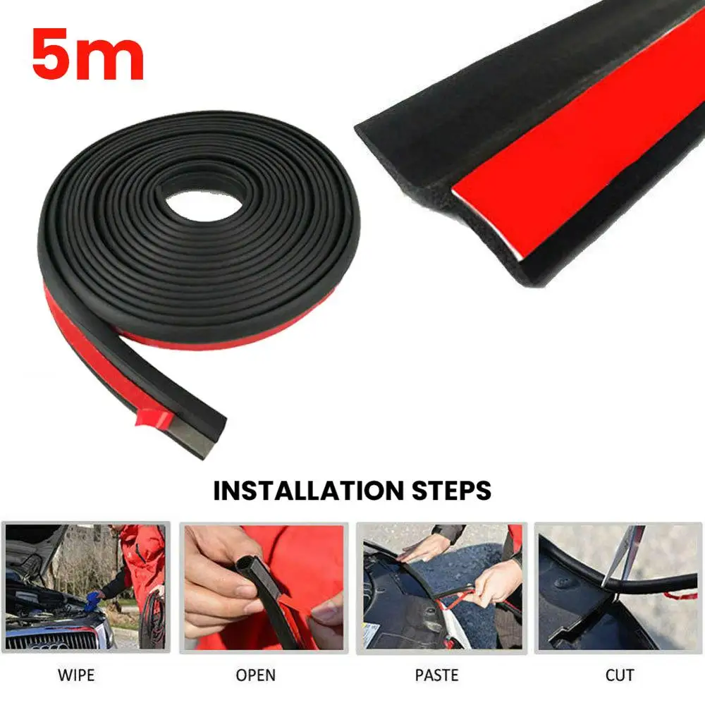 

5M Z Type Seal Strip Car Door Edge Rubber Hollow Weatherstrip Trim Protector Waterproof Noise-Insulation Seal Strip