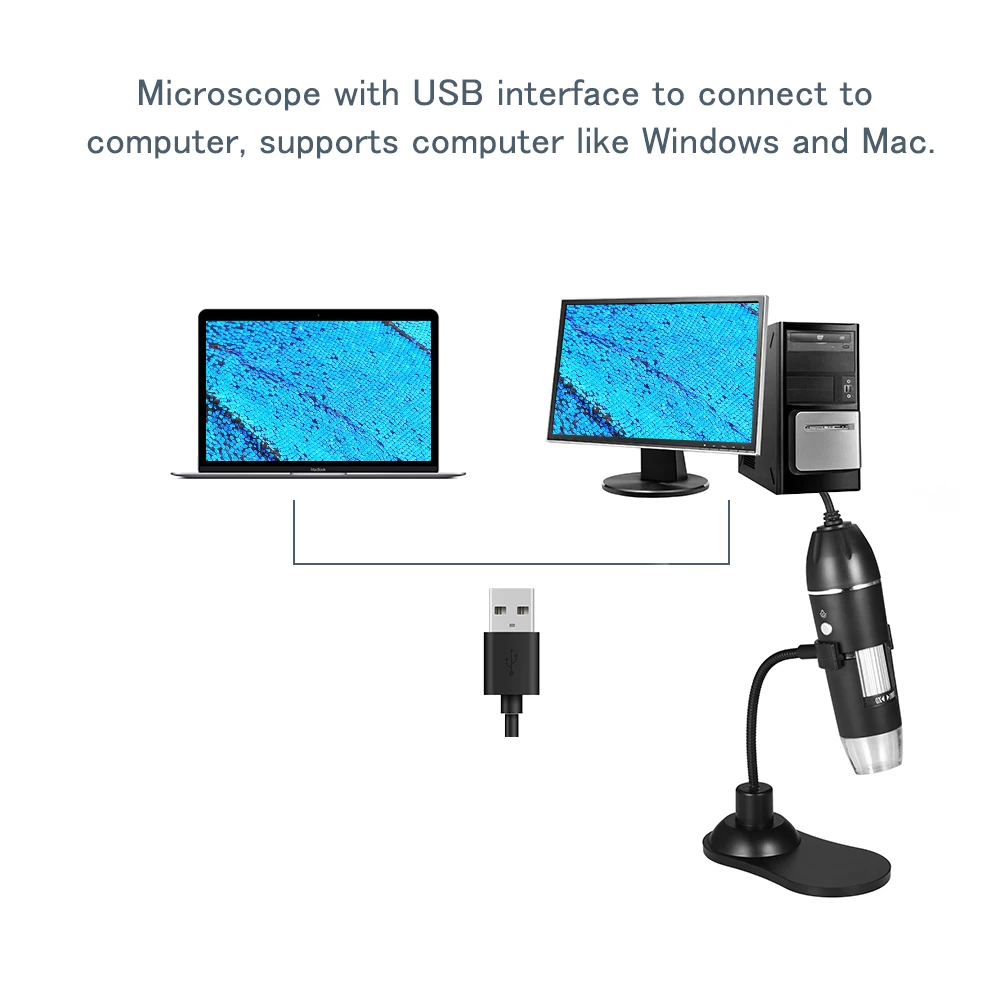 Высокое качество электронный микроскоп 1000X 1600X цифровой USB интерфейс электронный микроскоп Лупа 8 светодиодов+ кронштейн Подставка