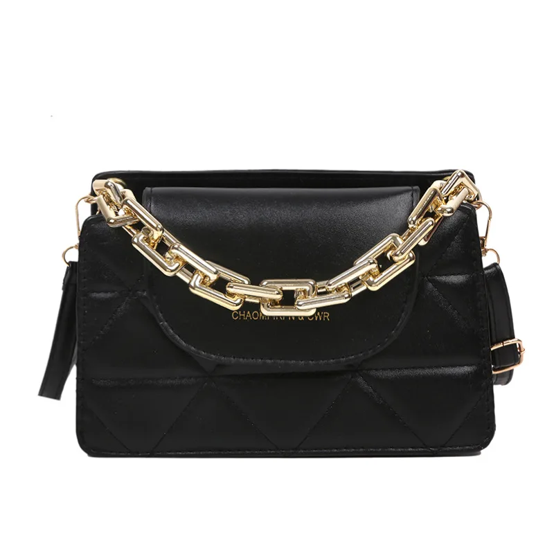 Однотонные маленькие сумки через плечо из искусственной кожи на цепочке для