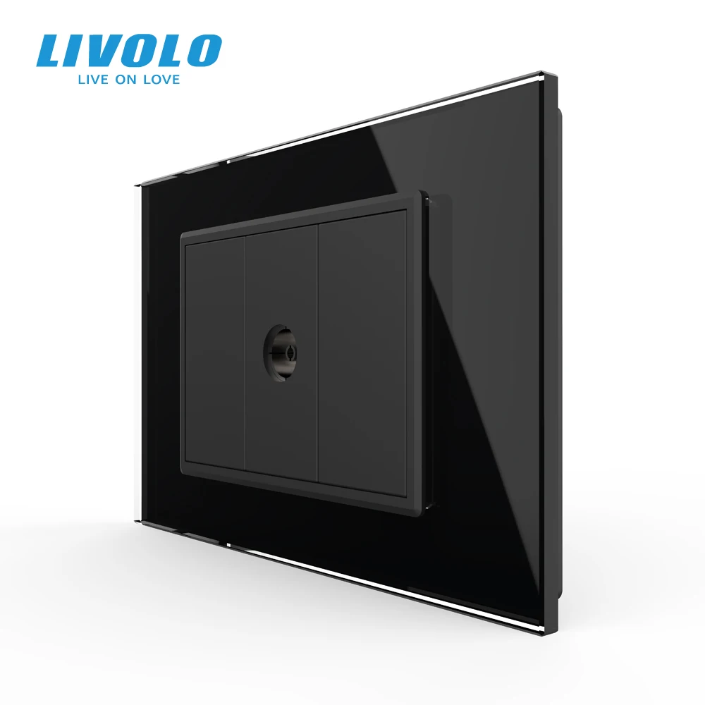 livolo auus standard one gang computer socket tel plate with whitepearl crystal glass satvtv plugssound audio socket free global shipping