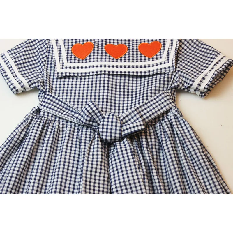 

Navy Wind Baby Girls Short Sleeve Grid Dresses Summer Kids Baby Girl Princess Dress Clothing Kids Casual Fashion Girls Dress