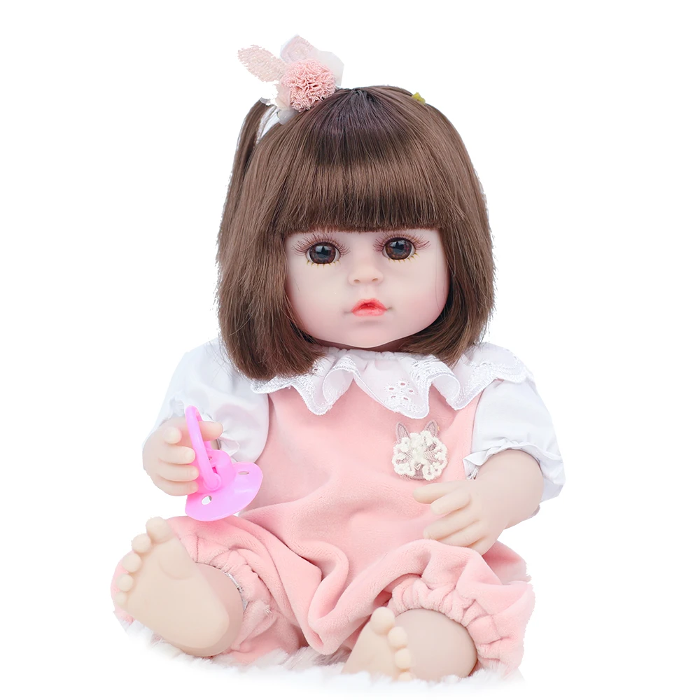 

38cm Cute Reborn Baby Doll Lace Suit Full Vinyl Can Be Washed and Will Pee 360 Movable Boy and Girl Birthday and Christmas Gift