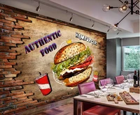 custom 3d wallpaper mural fast food restaurant burger gourmet tooling background wall