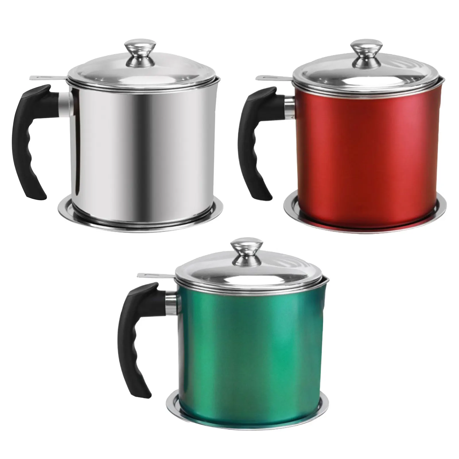 

Stainless Steel Grease Strainer Container Oil Pot with Dust-Proof Lid 1.3L Grease Can with Fine Mesh Cooking Oil Strainer