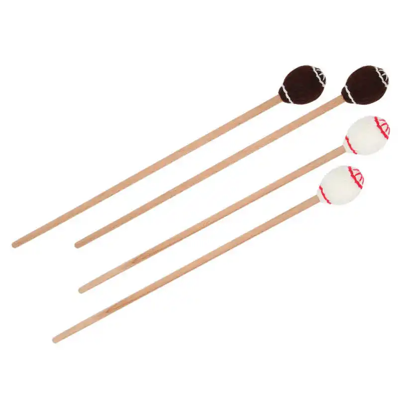 1 пара Marimba Mallets Maple Hammer портативная Кленовая ручка шерстяные шариковые палочки
