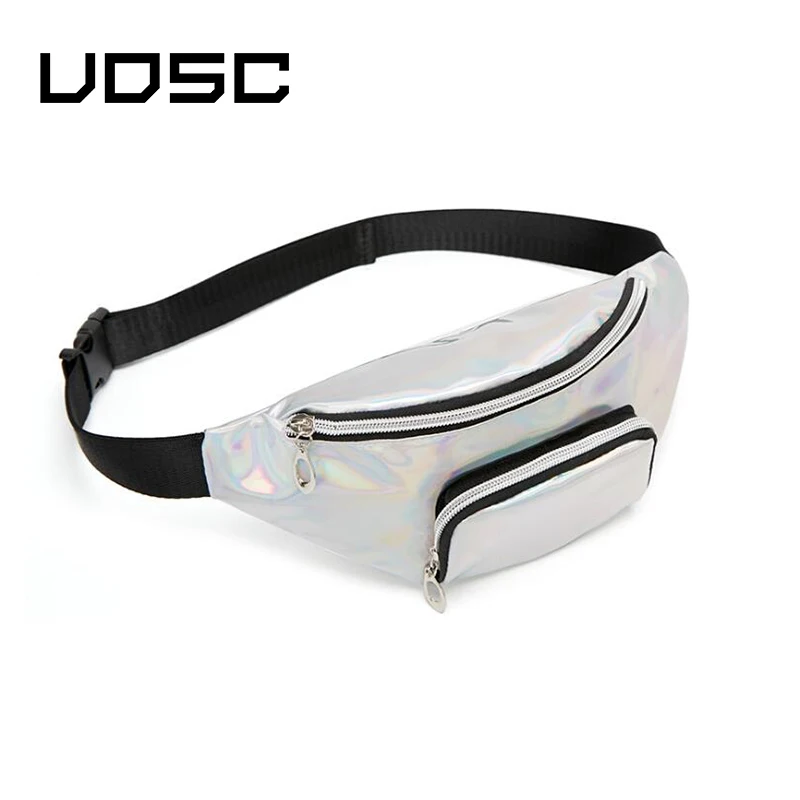 Silver UOSC голографические блестки, поясная сумка для женщин, женская Лазерная поясная сумка, поясная сумка для девушек, сумка для путешествий, новинка - Цвет: Silver