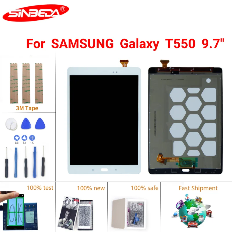 

New 9.7" LCD For SAMSUNG Galaxy T550 LCD Touch Screen With Frame Digitizer For Samsung Galaxy Tab A 9.7 SM-T550 T550 Tablet LCD