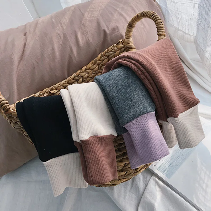 Новые зимние плотные теплые леггинсы для маленьких девочек лоскутные цветные