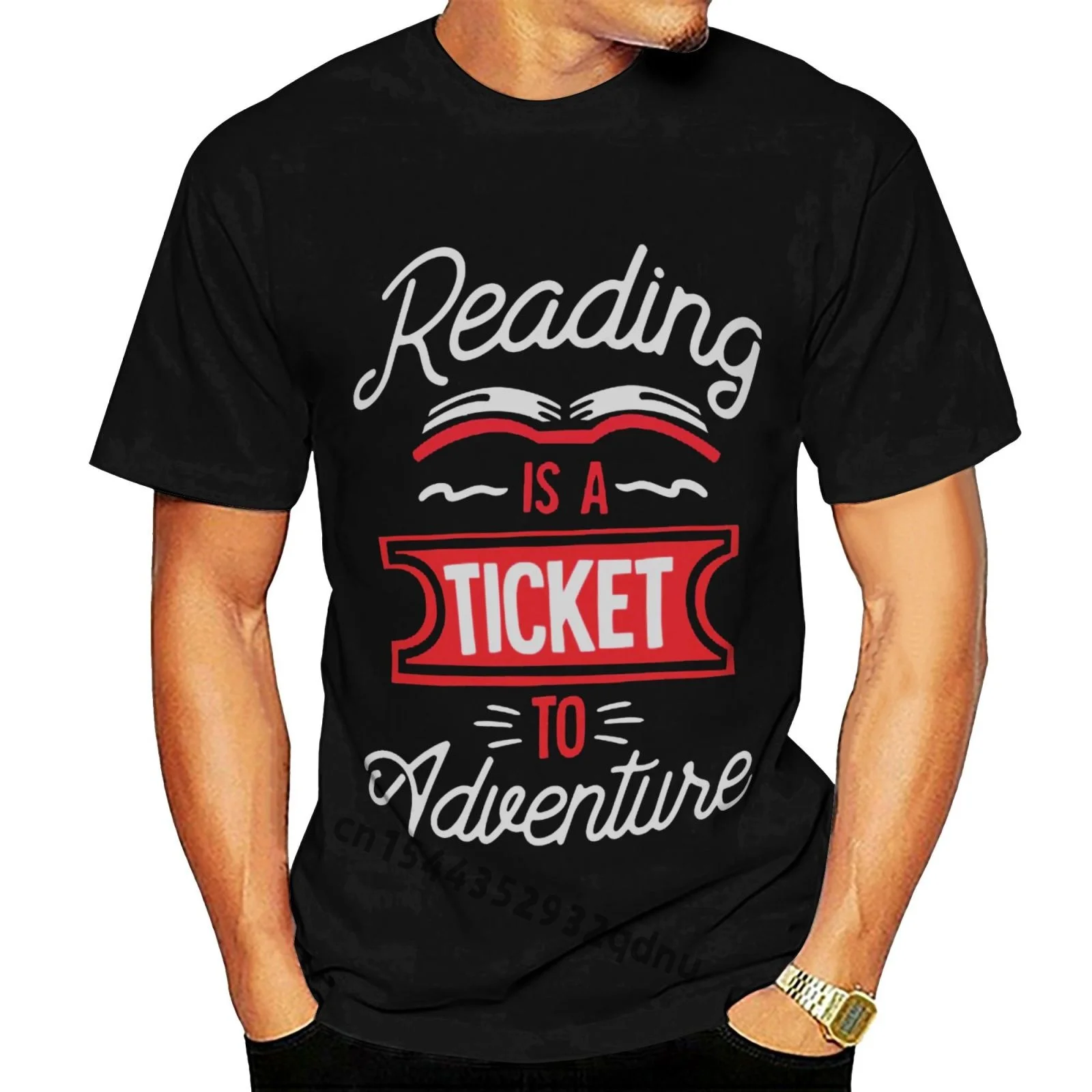 

T-shirt Reading Is A Adventure School Funny English Confortable Tops TEE Shirt Men Women Cartoon Short