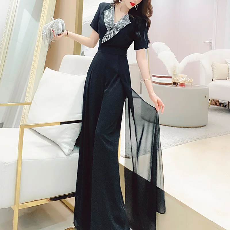 

Women Club Mesh Slim Design Elegant Jumpsuit Female