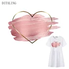 Нашивки на одежду с розовым сердцем, модные термонаклейки для девочек, термонаклейки для самостоятельного нанесения утюга, женские футболки, топы, глажка на уровне А