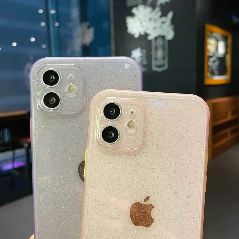 

Luxury Square Bling Candy Glitter Clear Phone Case For iPhone 12 Mini 11 Pro Max X XS MAX XR 7 8 Plus SE 2020 Women Back Cover